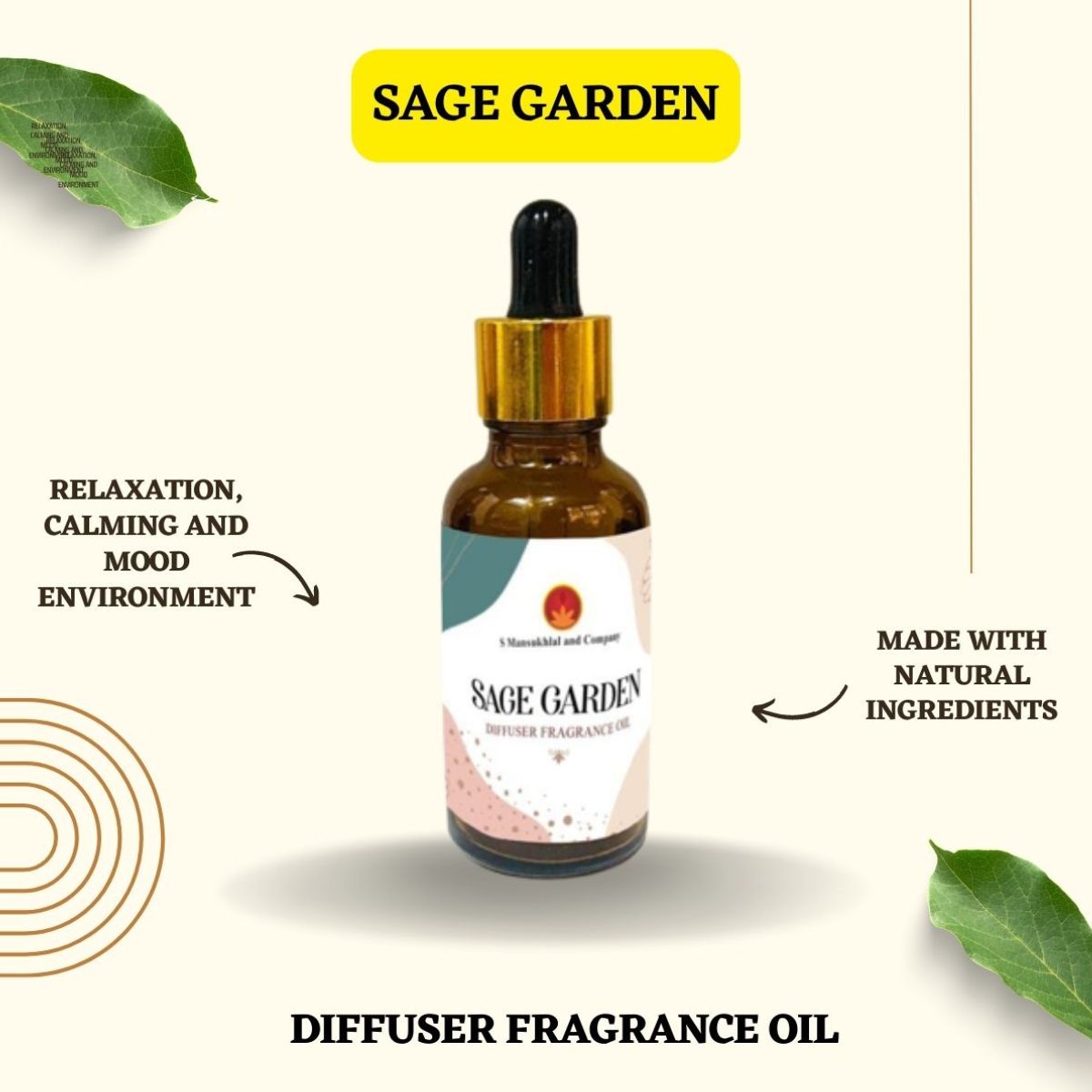 Sage Diffuser Fragrance Oil 10 ML for Home Office Spa Living Room 100% Pure and Natural Essentials Scented Oils for Aromatherapy