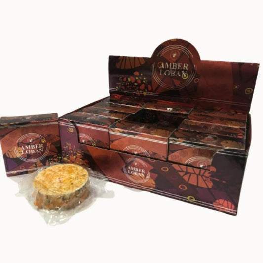 Amber Loban Dhoop 50 Gram x 12 Pcs Loban Dhoop for Home Pooja Spiritual Use | 100 % Pure & Natural Loban Sambrani Dhoop Resin for Aromatherapy