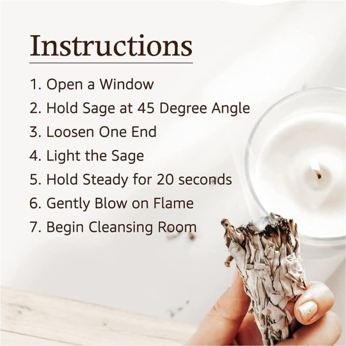 Indian 6 Inch Sage Smudge Bundle (50 Grams) for Cleanse the Air, Remove Negativity from Surrounding
