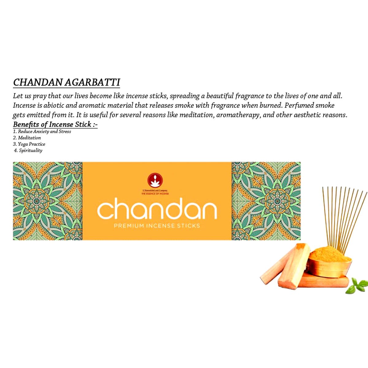 100% Natural Chandan Incense Sticks - 100 Gram Pack for Home office Pooja Use