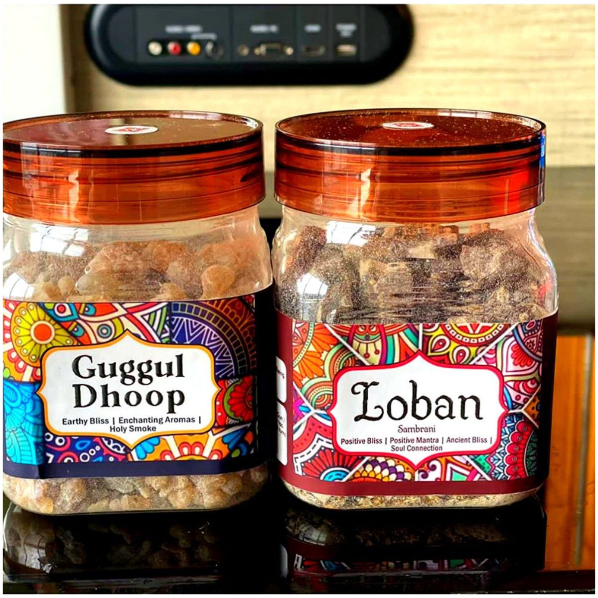 Combo Loban and Guggal 200 Gram Jar for Home Fragrance, Spiritual Pooja Use