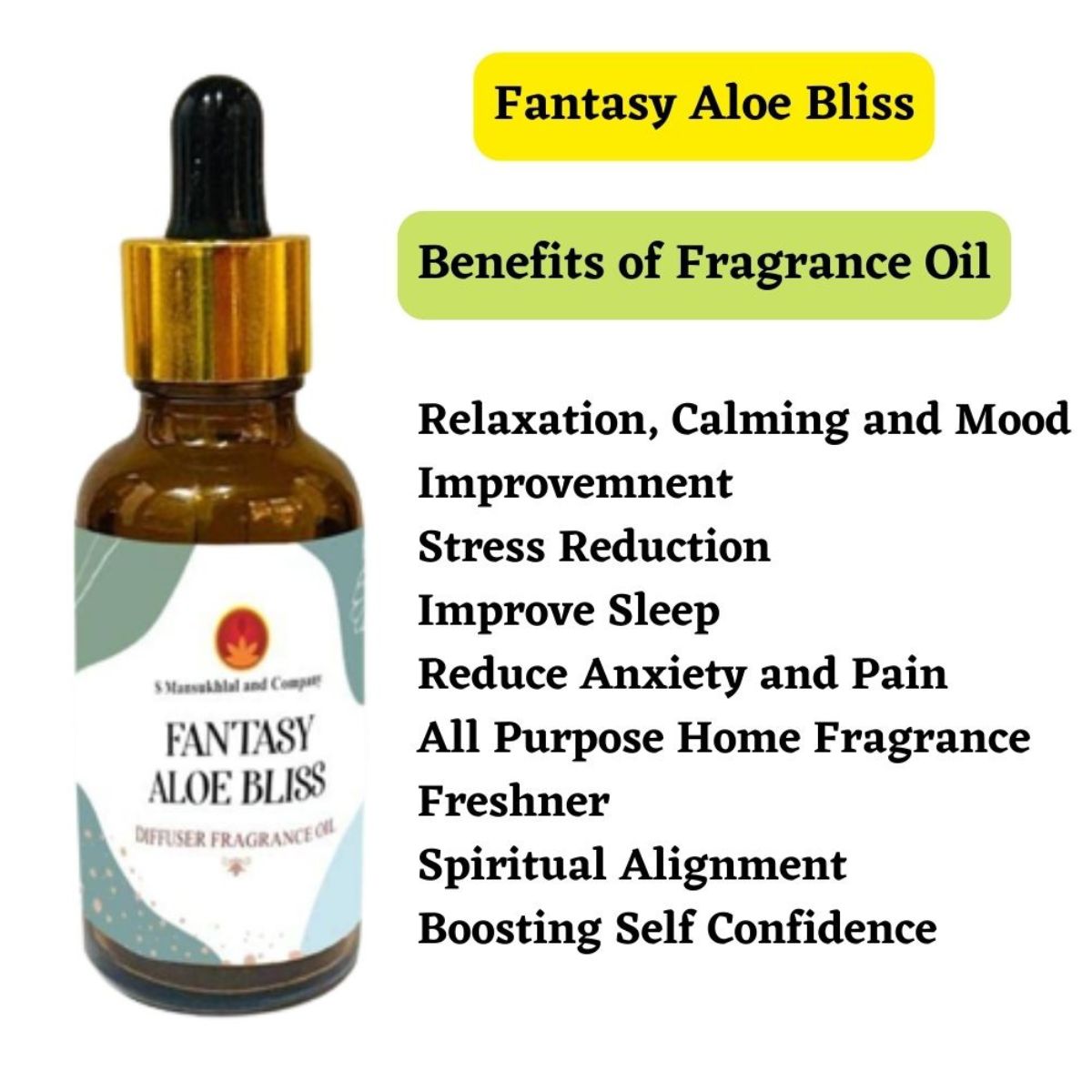 Fantasy Aloe Bliss Diffuser Fragrance Oil 10 ML for Home Office Spa Living Room 100% Pure and Natural Essentials Scented Oils for Aromatherapy