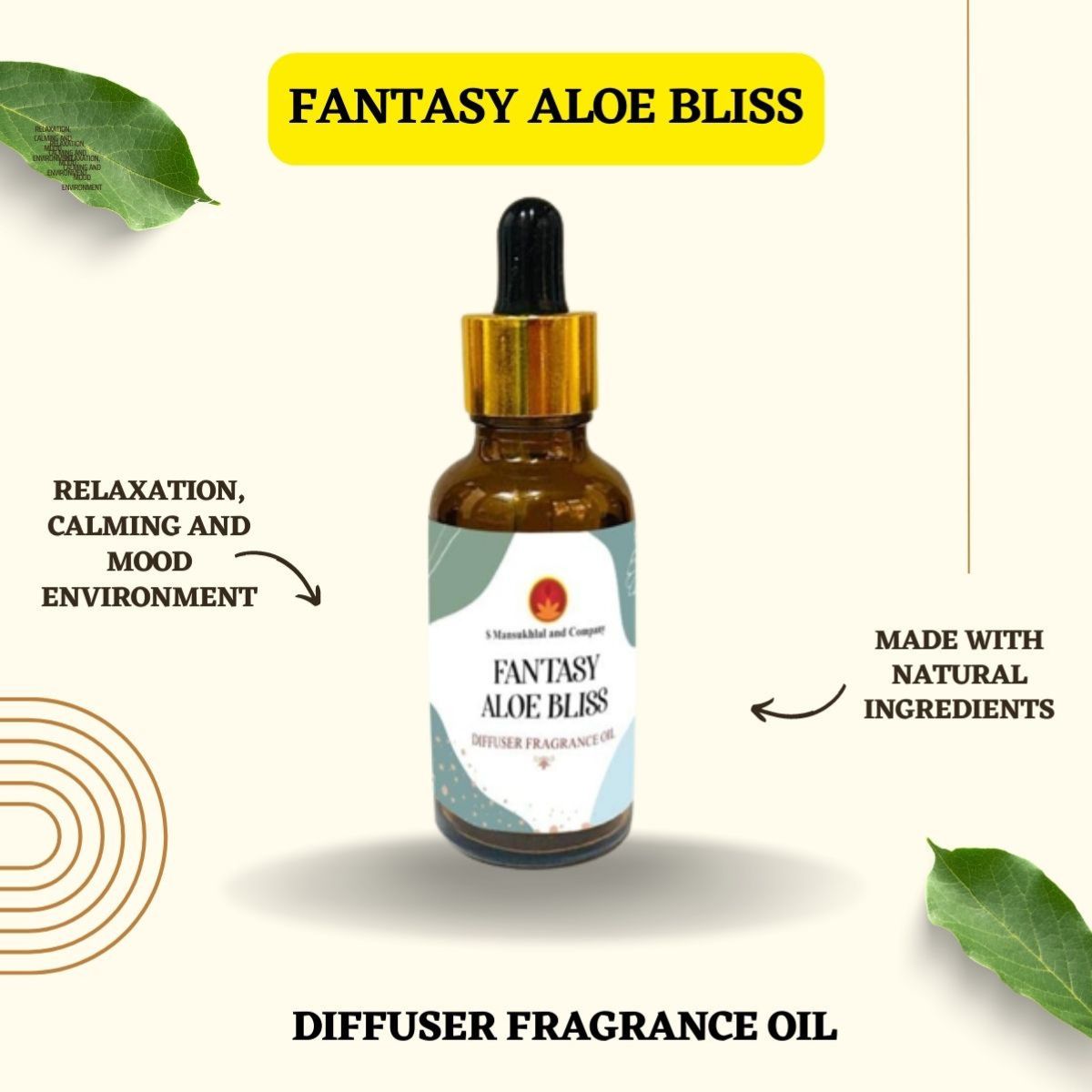 Fantasy Aloe Bliss Diffuser Fragrance Oil 10 ML for Home Office Spa Living Room 100% Pure and Natural Essentials Scented Oils for Aromatherapy