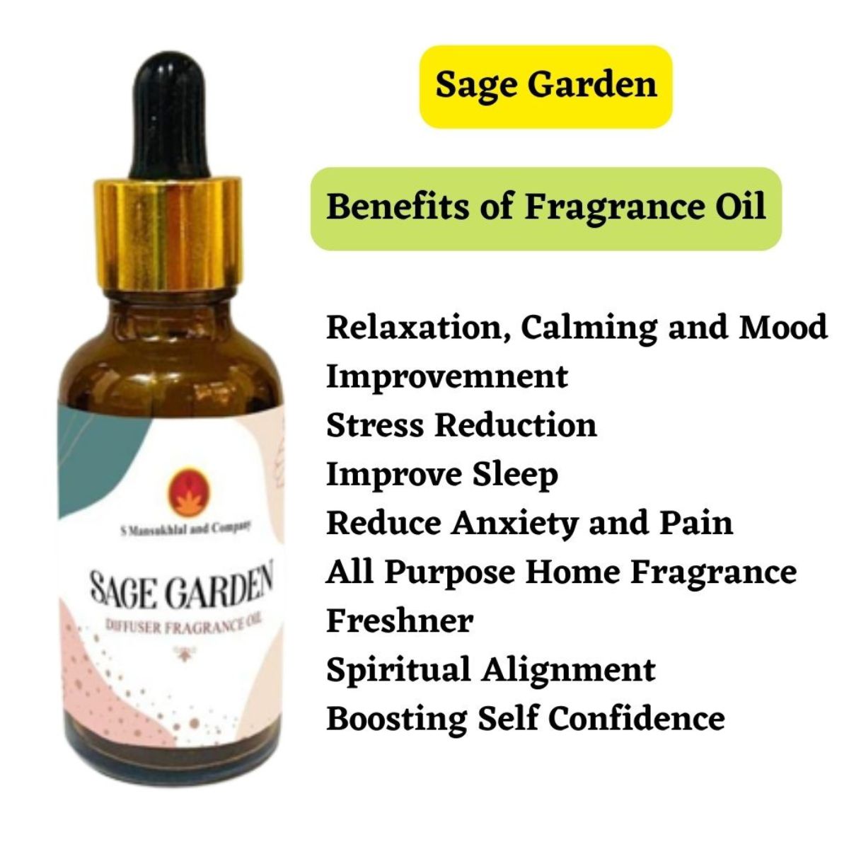 Sage Diffuser Fragrance Oil 10 ML for Home Office Spa Living Room 100% Pure and Natural Essentials Scented Oils for Aromatherapy