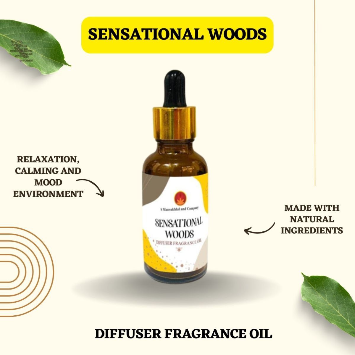 Sensational Woods Diffuser Fragrance Oil for Home Office Spa Living Room 100% Pure and Natural Essentials Scented Oils for Aromatherapy