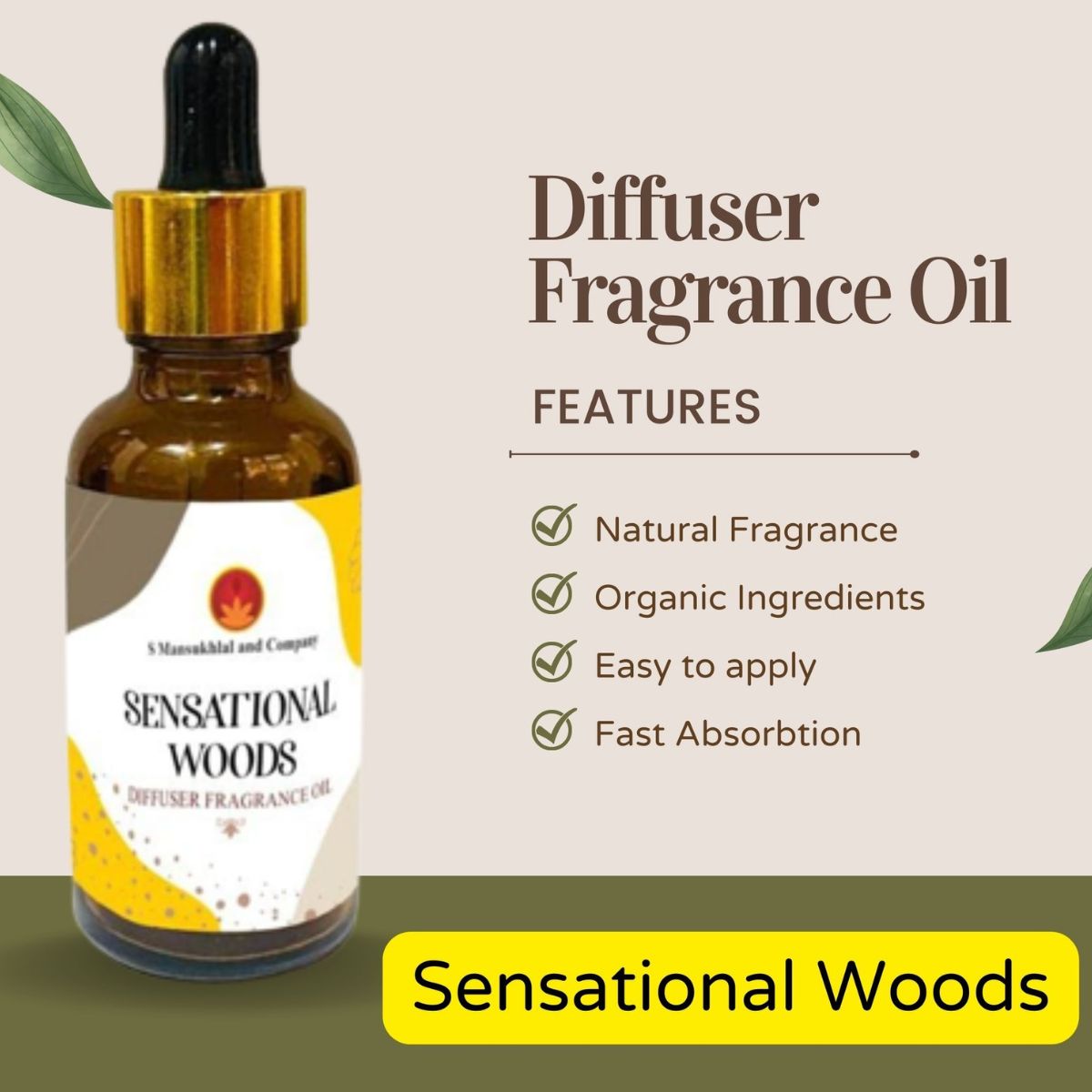 Sensational Woods Diffuser Fragrance Oil for Home Office Spa Living Room 100% Pure and Natural Essentials Scented Oils for Aromatherapy