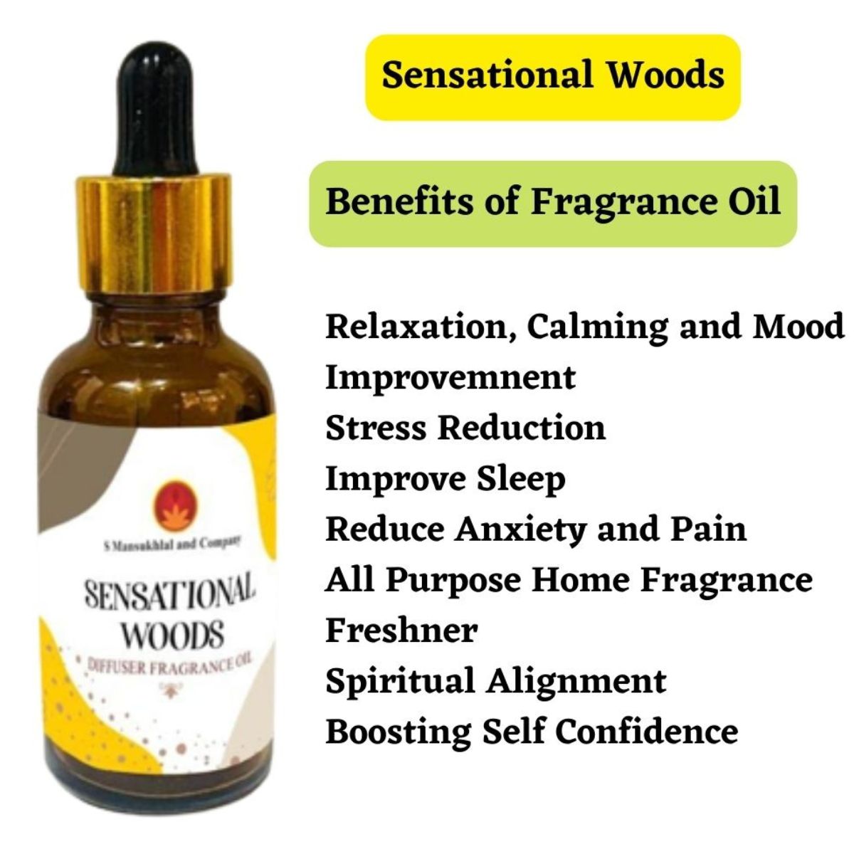 Sensational Woods Diffuser Fragrance Oil for Home Office Spa Living Room 100% Pure and Natural Essentials Scented Oils for Aromatherapy