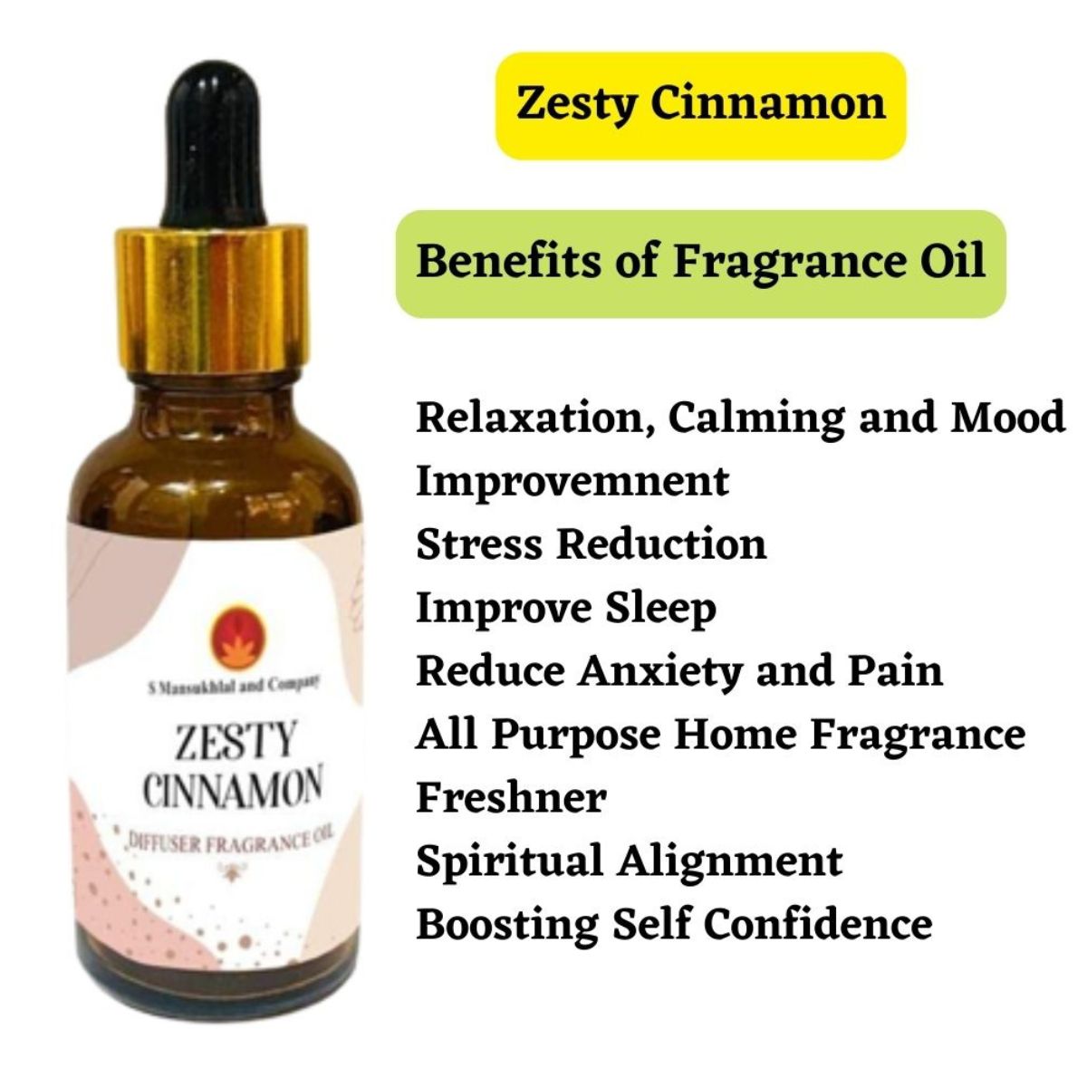 Zesty Cinnamon Diffuser Fragrance Oil for Home Office Spa Living Room 100% Pure and Natural Essentials Scented Oils for Aromatherapy