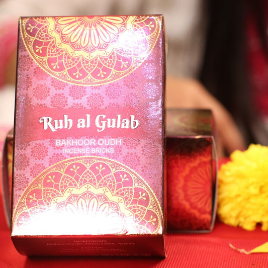 Ruh Al Gulab Bakhoor 40 Grams Incense Bricks for Home Office Use | Incense Bricks Perfect for Yoga Meditation