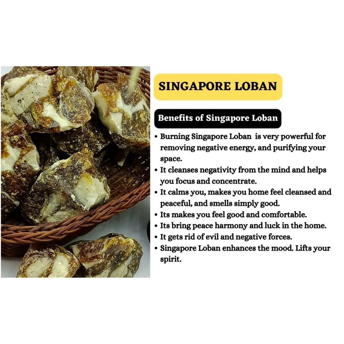 Singapore Loban Natural 100% Organic Incense Resin for Home Fragrance |Gum Benzoin for Aromatherapy & Air Purifying Sambrani Loban Dhoop for Daily Use