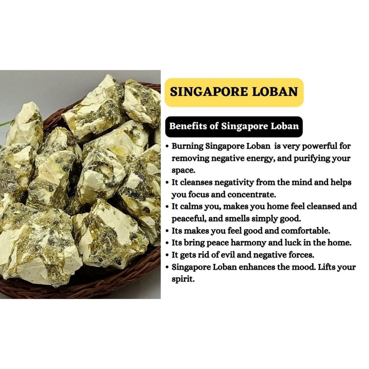 Singapore Loban Natural 100% Organic Incense Resin for Home Fragrance |Gum Benzoin for Aromatherapy & Air Purifying Sambrani Loban Dhoop for Daily Use