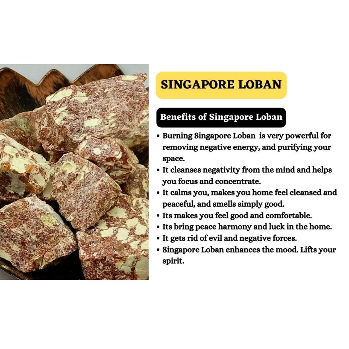 Singapore Loban Natural 100% Organic Incense Resin for Home Fragrance |Gum Benzoin for Aromatherapy & Air Purifying Sambrani Loban Dhoop for Daily Use