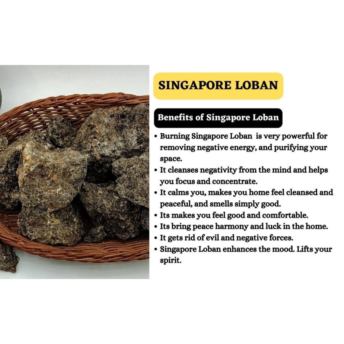 Singapore Loban Natural 100% Organic Incense Resin for Home Fragrance |Gum Benzoin for Aromatherapy & Air Purifying Sambrani Loban Dhoop for Daily Use